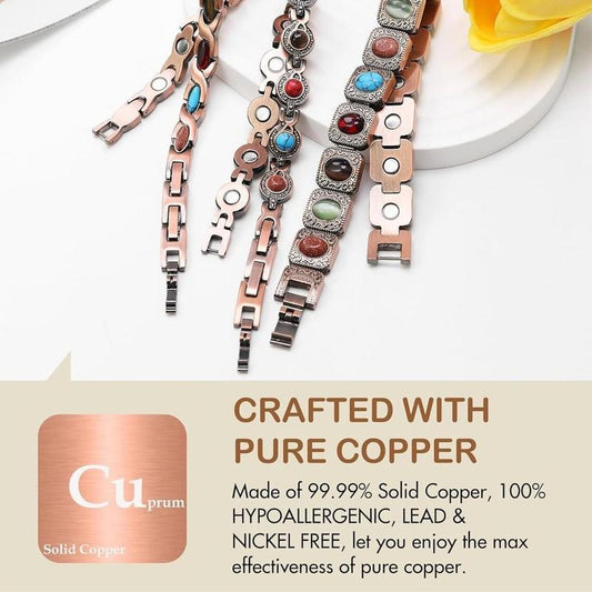 Magnetic Copper Bracelet – Pure Solid Copper with 3800 Gauss Powerful Magnets