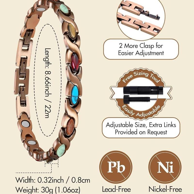 Magnetic Copper Bracelet – Pure Solid Copper with 3800 Gauss Powerful Magnets